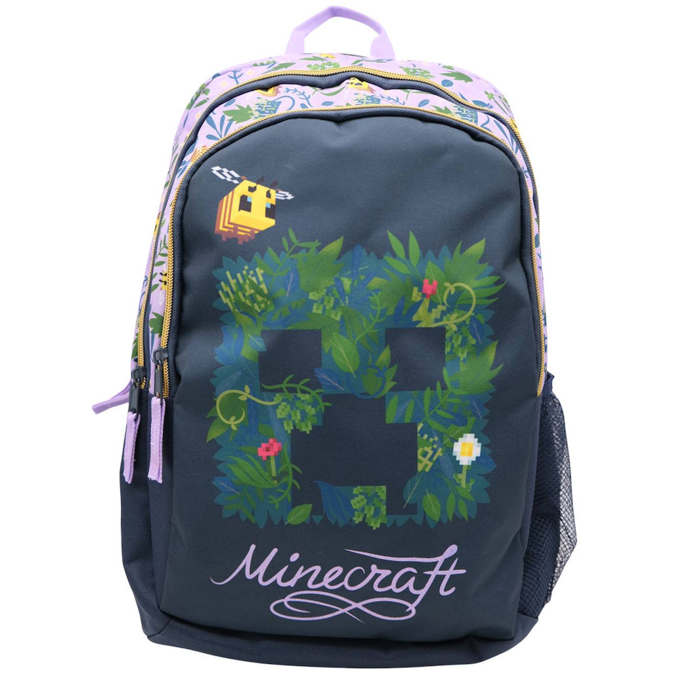 Sac Dos Scolaire Motif Creeper Floral Minecraft Avec 2 Compartiments 44 Cm Noir Violet Bleu 41 €