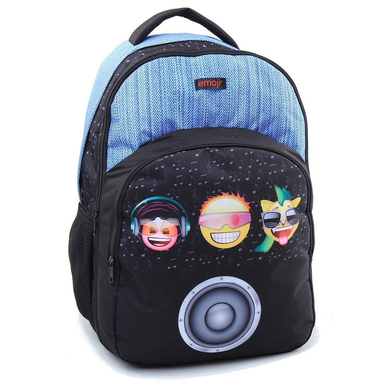 Sac À Dos Emoji Effet Jean 46 Cm Noir / Bleu