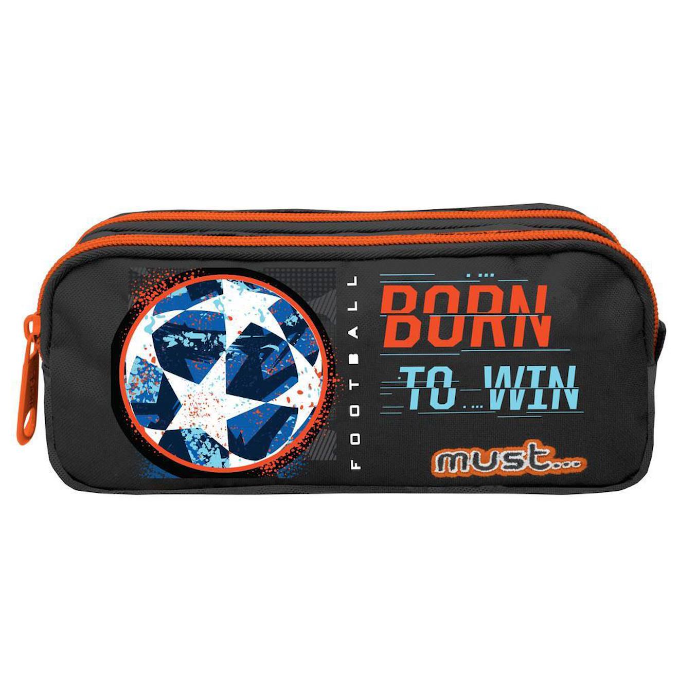Trousse Rectangulaire Double Compartiment Football Born To Win 21 Cm Noir Orange Bleu 13 €