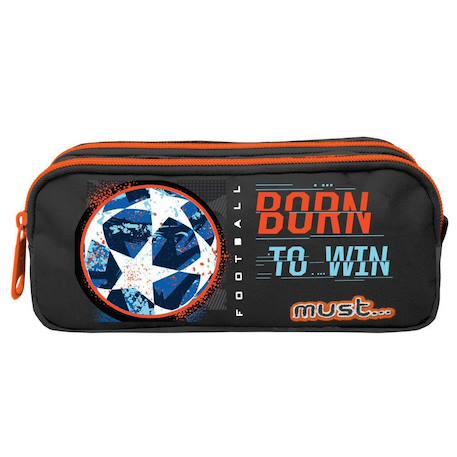 Garçon-Accessoires-Cartable, trousse-Trousse rectangulaire double compartiment football born to win 21 cm
