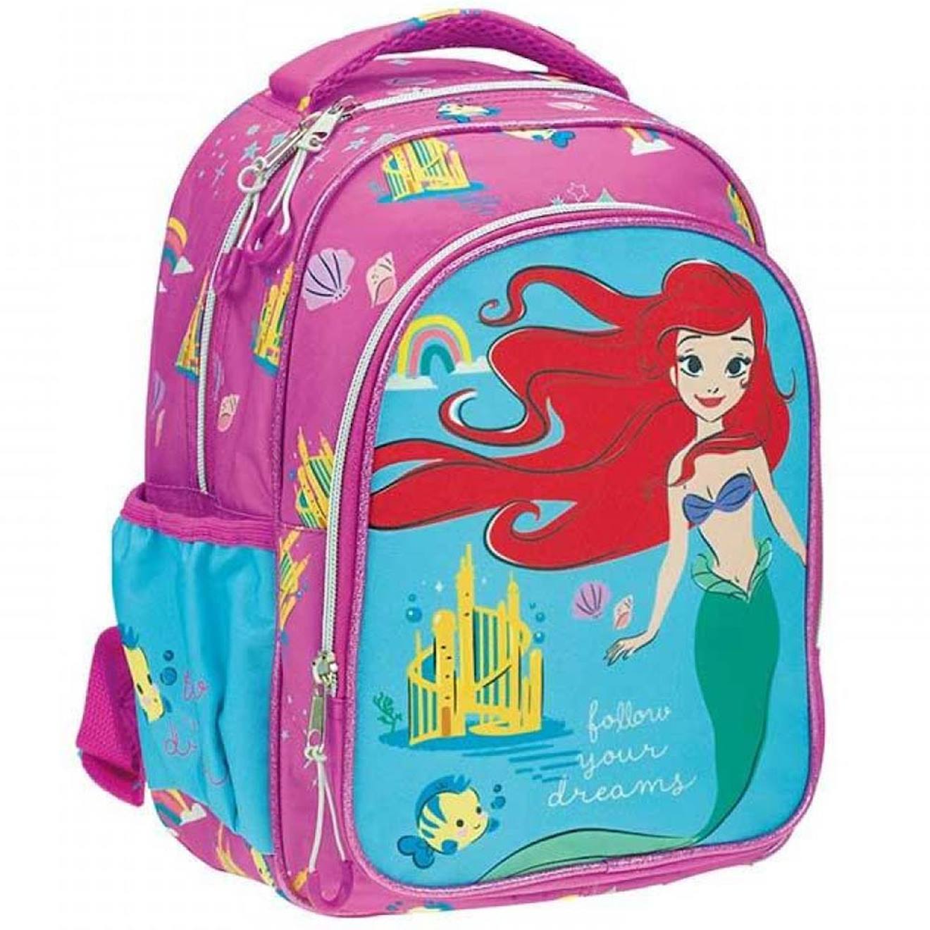 Sac À Dos Maternelle Ariel Disney Princess Follow Your Dreams 30 Cm Rose
