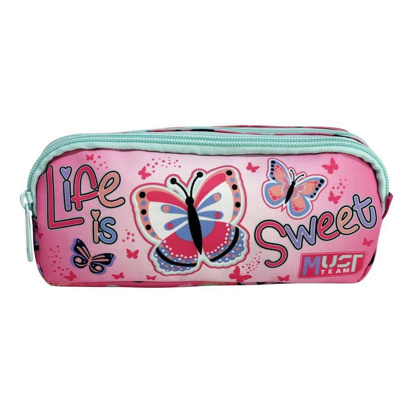 Trousse Rectangulaire Papillons 21 Cm 2 Compartiments Zipps Rosebleuvert 14 €