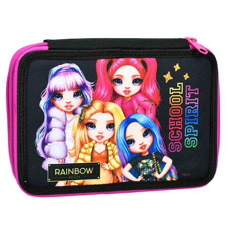 Trousse garnie à 2 compartiments imprimée rainbow high school spirit 18 cm  - vertbaudet enfant