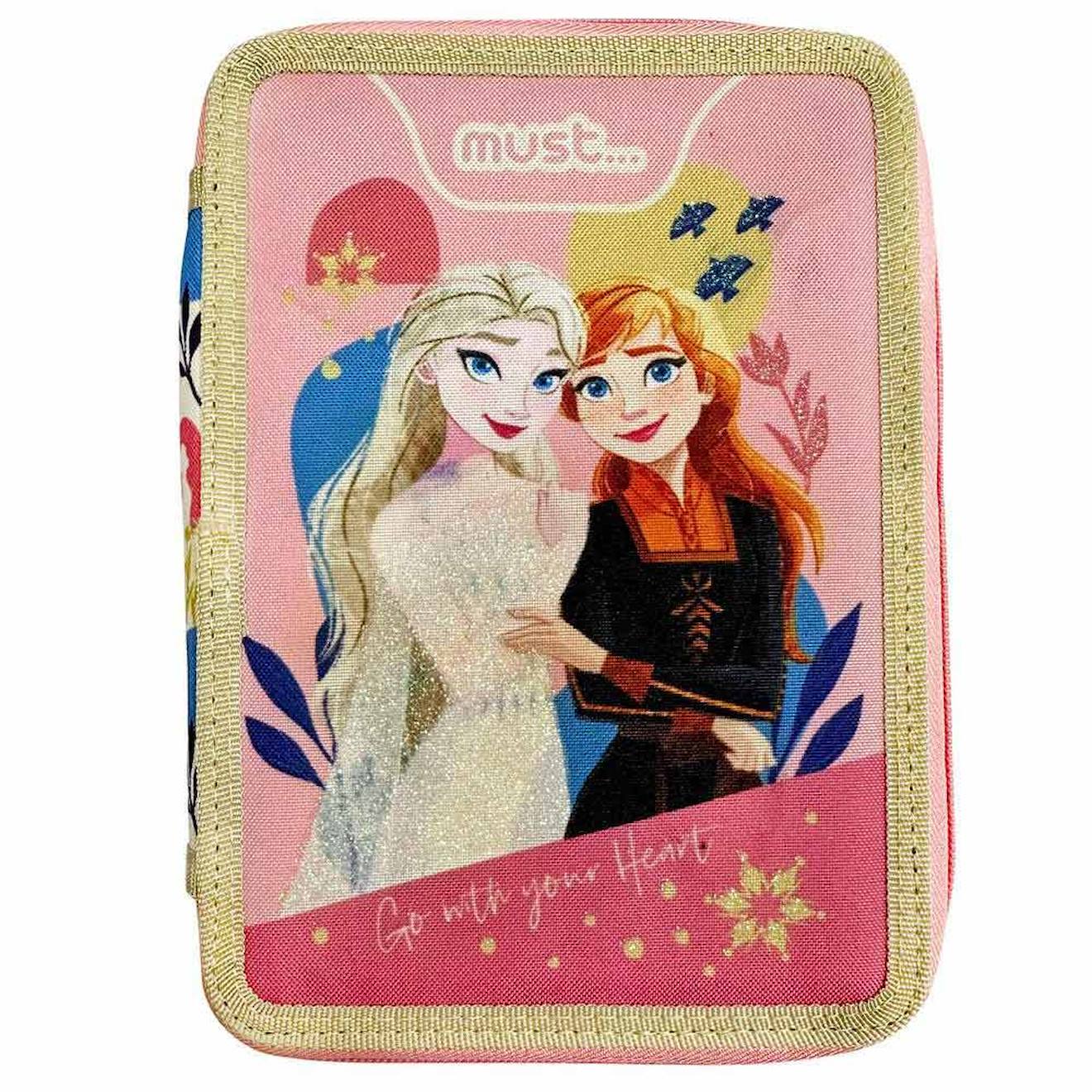 Trousse La Reine Des Neiges Cœur 2 Compartiments 21 Cm Rose