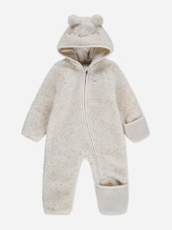 -Combinaison bébé chaude en matière douce avec capuche zippée