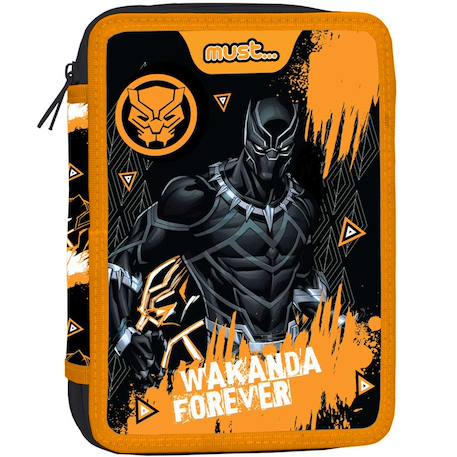 Garçon-Trousse double compartiment remplie must tissu imprimé avengers panther