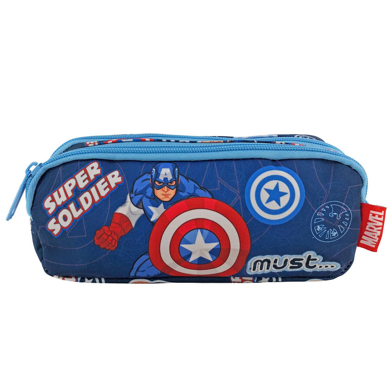 Trousse Scolaire En Tissu 2 Compartiments Zipps Avengers Captain America Bleu Rose Gris 14 €