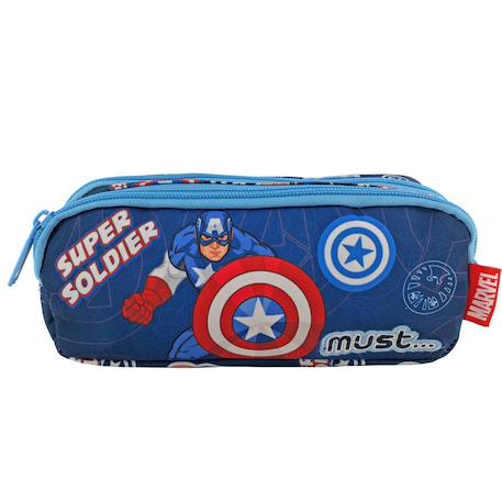 Garçon-Trousse scolaire en tissu 2 compartiments zippés avengers captain america