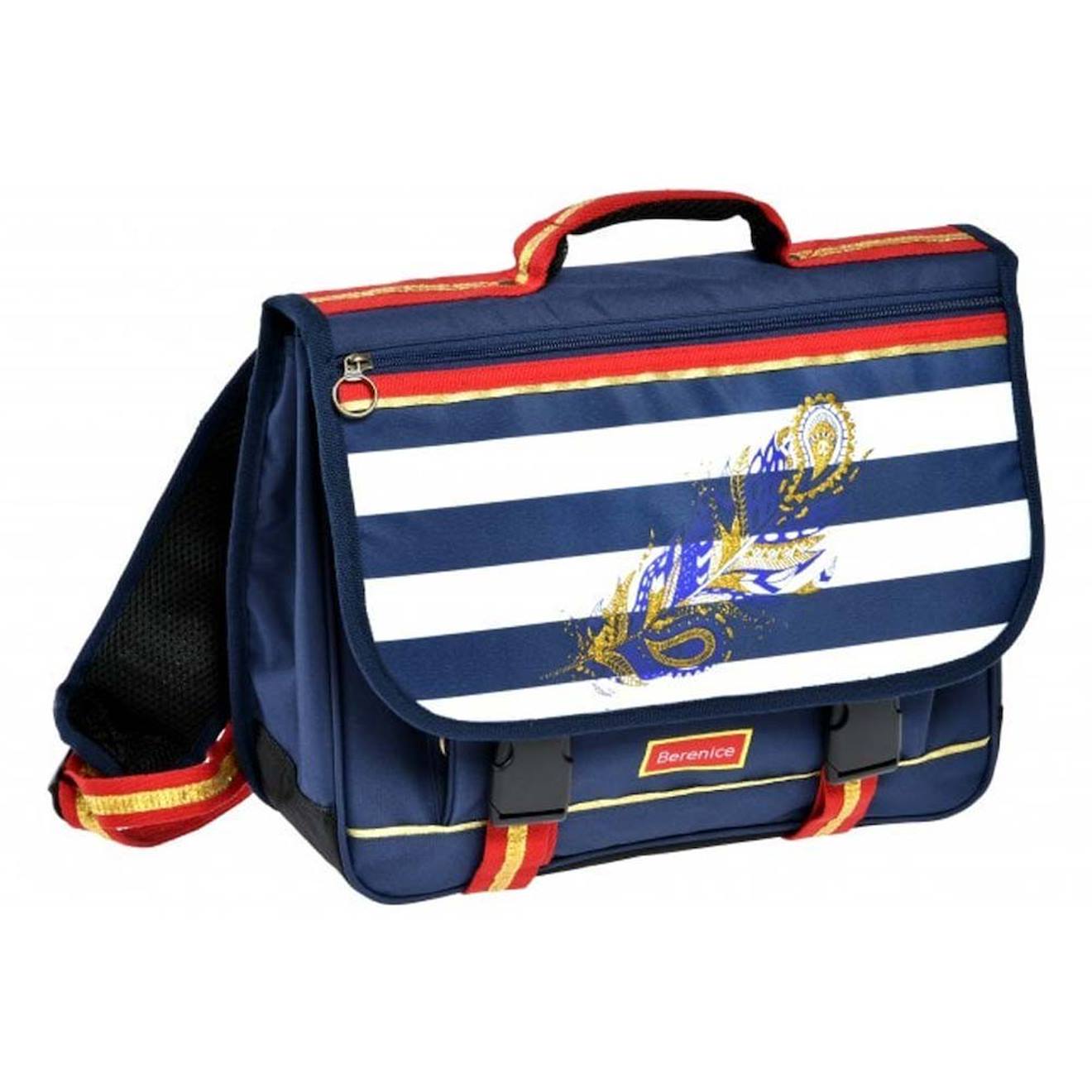 Cartable Berenice 38 Cm À Rabat Et Poche Zippée, 2 Compartiments Bleu
