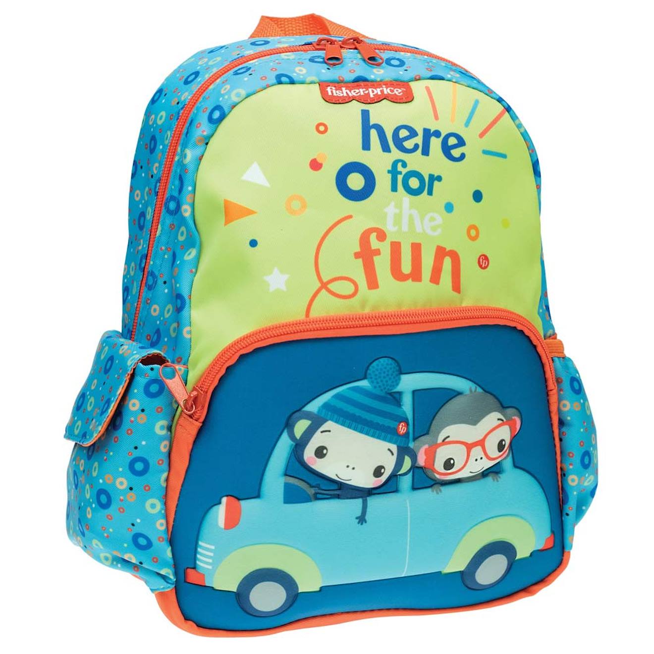 Sac À Dos Maternelle Motif Singe En Tissu Synthétique Fisher-price Bleu / Orange / Bleu