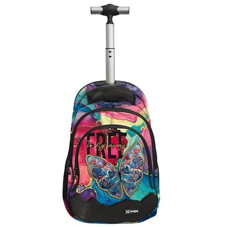 Fille-Sac à dos à roulettes papillons 44 cm 2 compartiments zippés