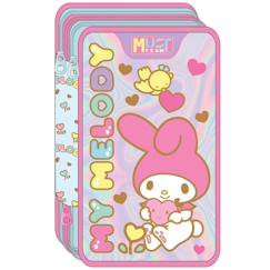 -Trousse à crayons zippée hello kitty must team 3 compartiments – set papeterie