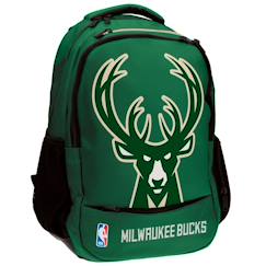Sac à dos scolaire 43 cm à 2 compartiments zippés - nba milwaukee bucks  - vertbaudet enfant