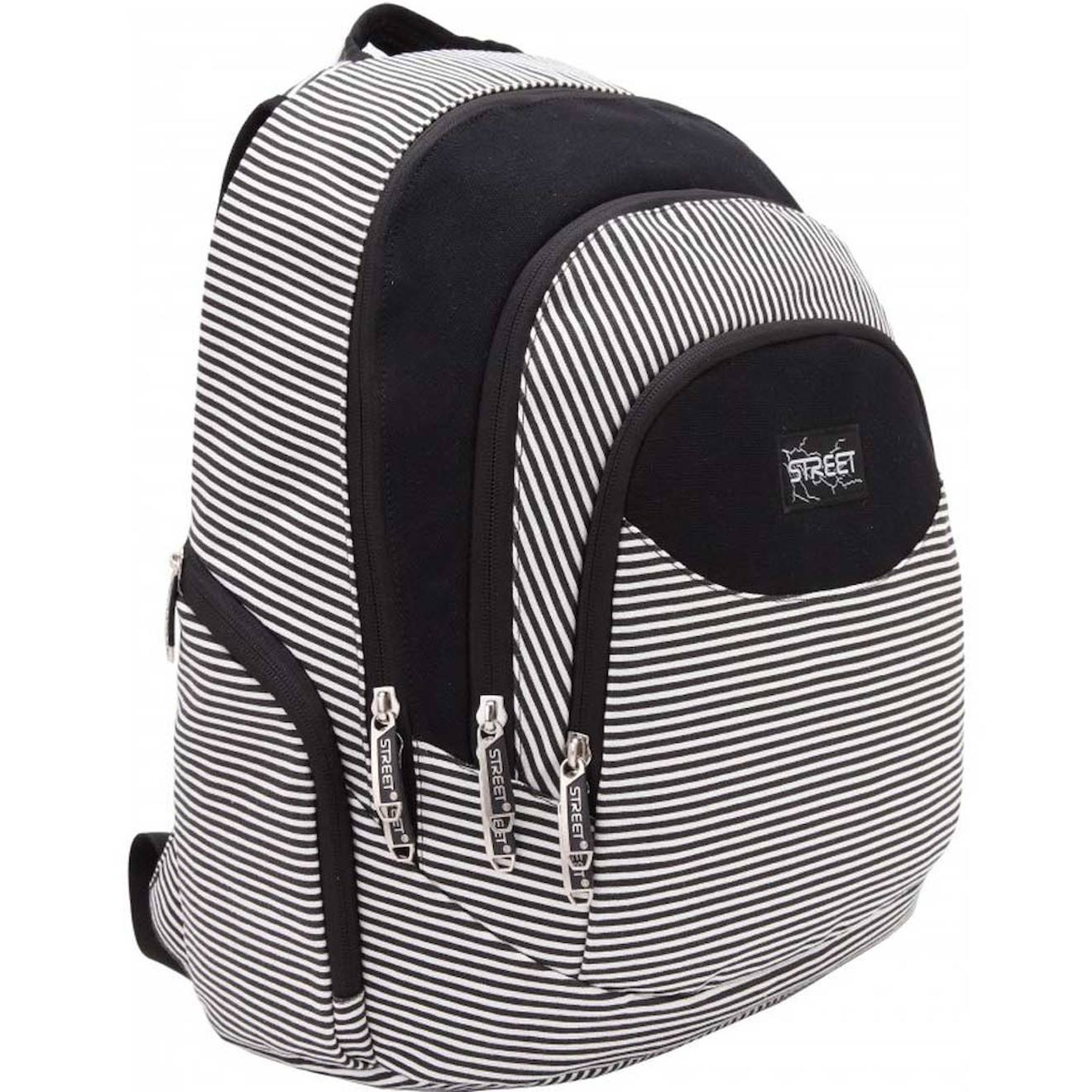 Sac Dos Cmp Street Toile Raye Horizontale 46 Cm 2 Compartiments Blanc Bleu Marine 31 €