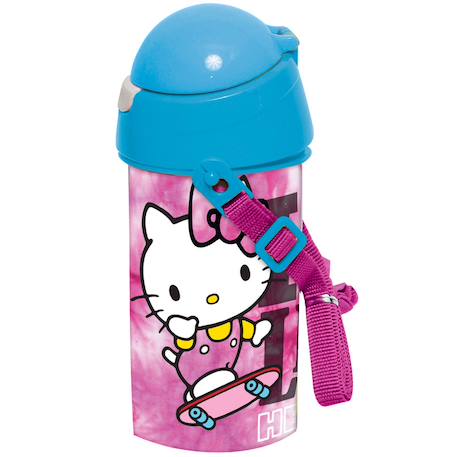 Fille-Gourde à paille 500 ml hello kitty – sangle amovible