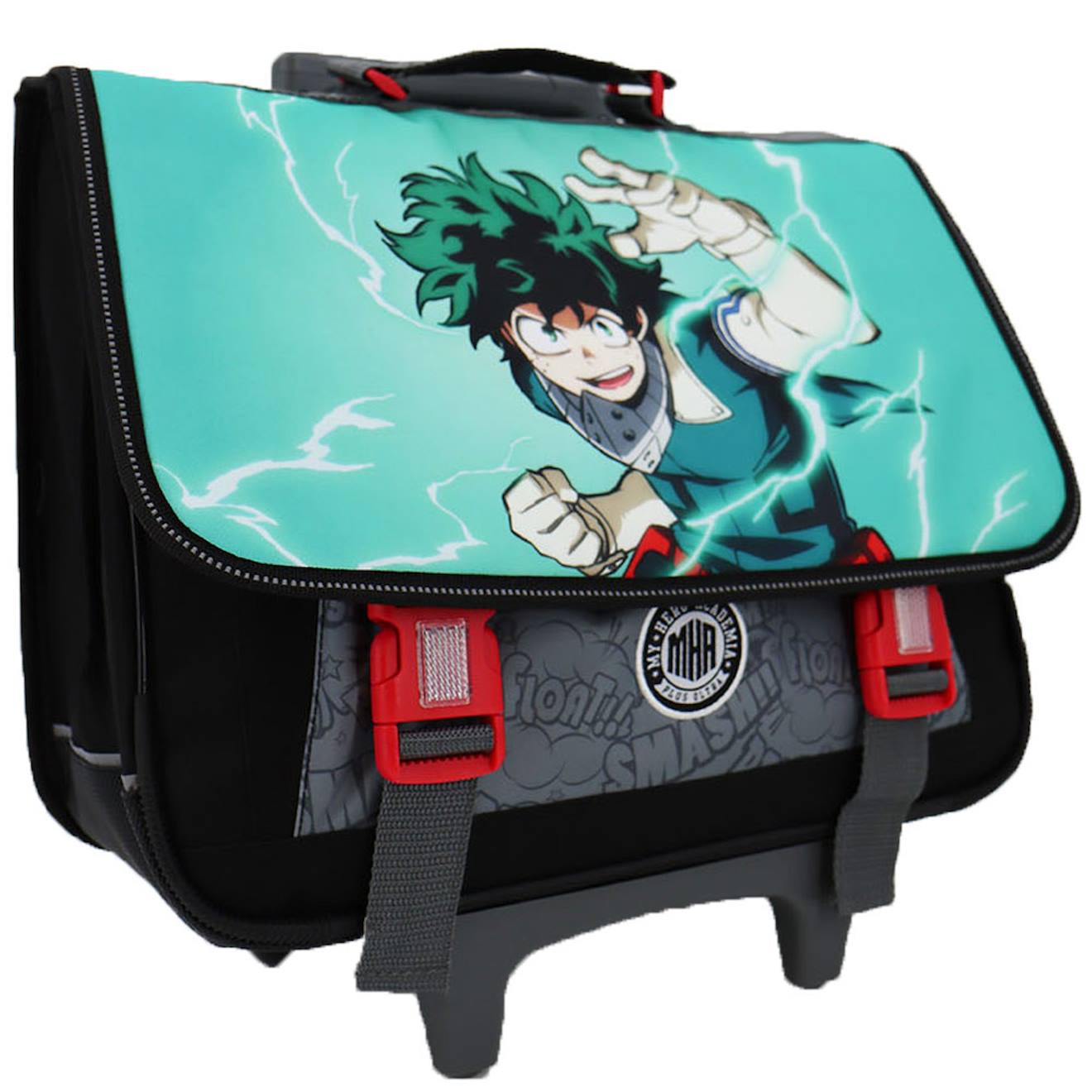Cartable Trolley 2 Compartiments My Hero Academia Manga 41 Cm Noir / Vert / Gris