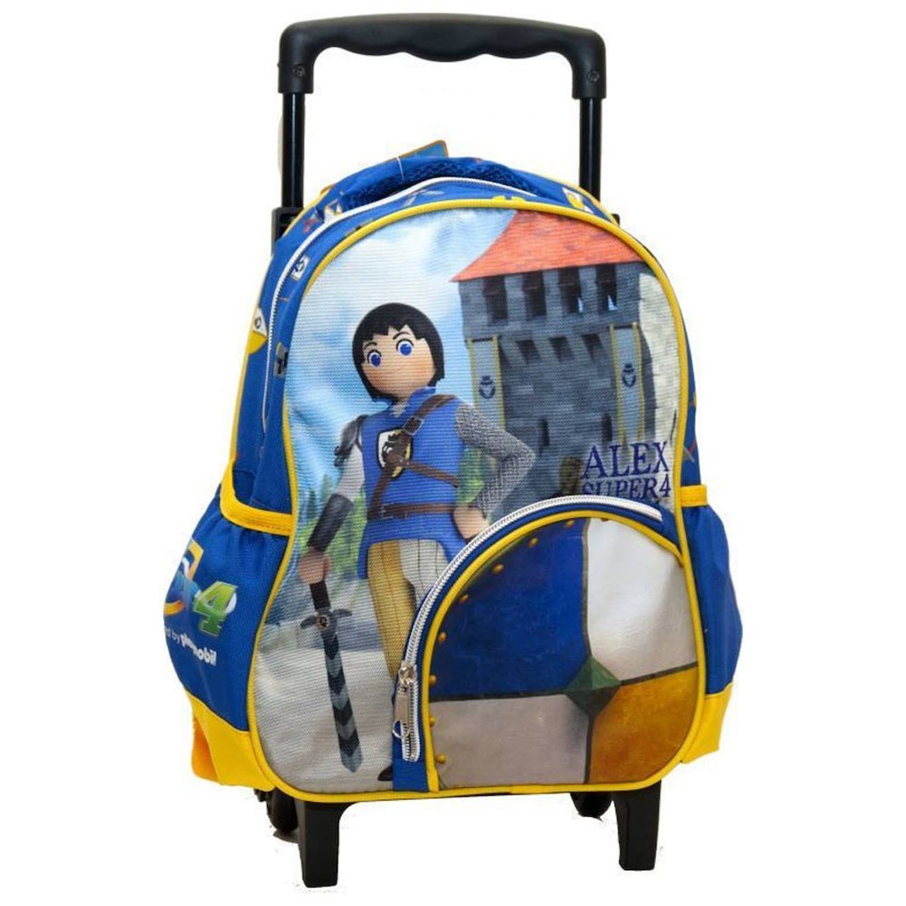 Sac À Dos Trolley Maternelle Playmobil Super 4 Motif Alex Polyester Bleu / Jaune / Blanc