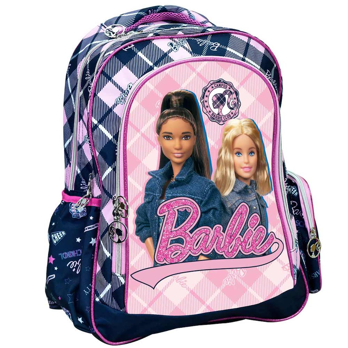 Sac À Dos Barbie Polyester Imprimé Écossais Campus Rose Sac À Dos Barbie Polyester Imprimé Écossais Campus Rose