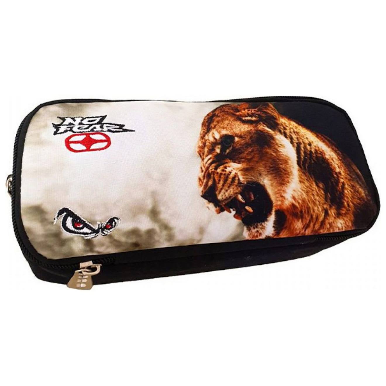 Trousse Ovale Imprim Tte De Lion En Tissu Noir Beige Blanc 12 €