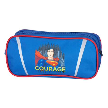 Garçon-Accessoires-Cartable, trousse-Trousse rectangle superman 22 cm, 2 compartiments, fermeture zip
