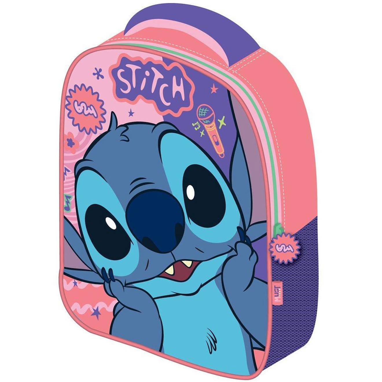 Sac À Dos Maternelle Mini Zippé Stitch 31 Cm Rose