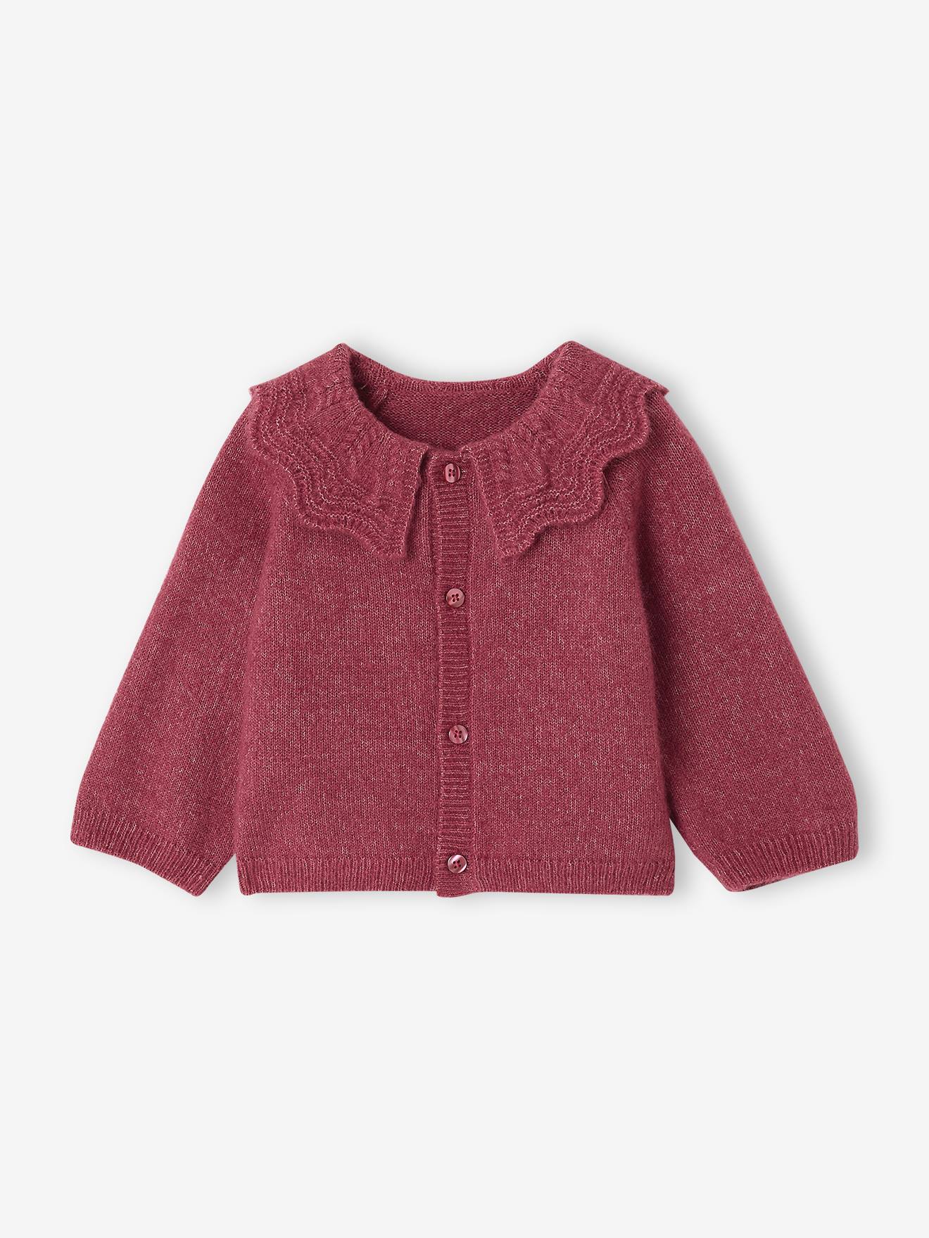 Gilet bébé fille manches longues framboise