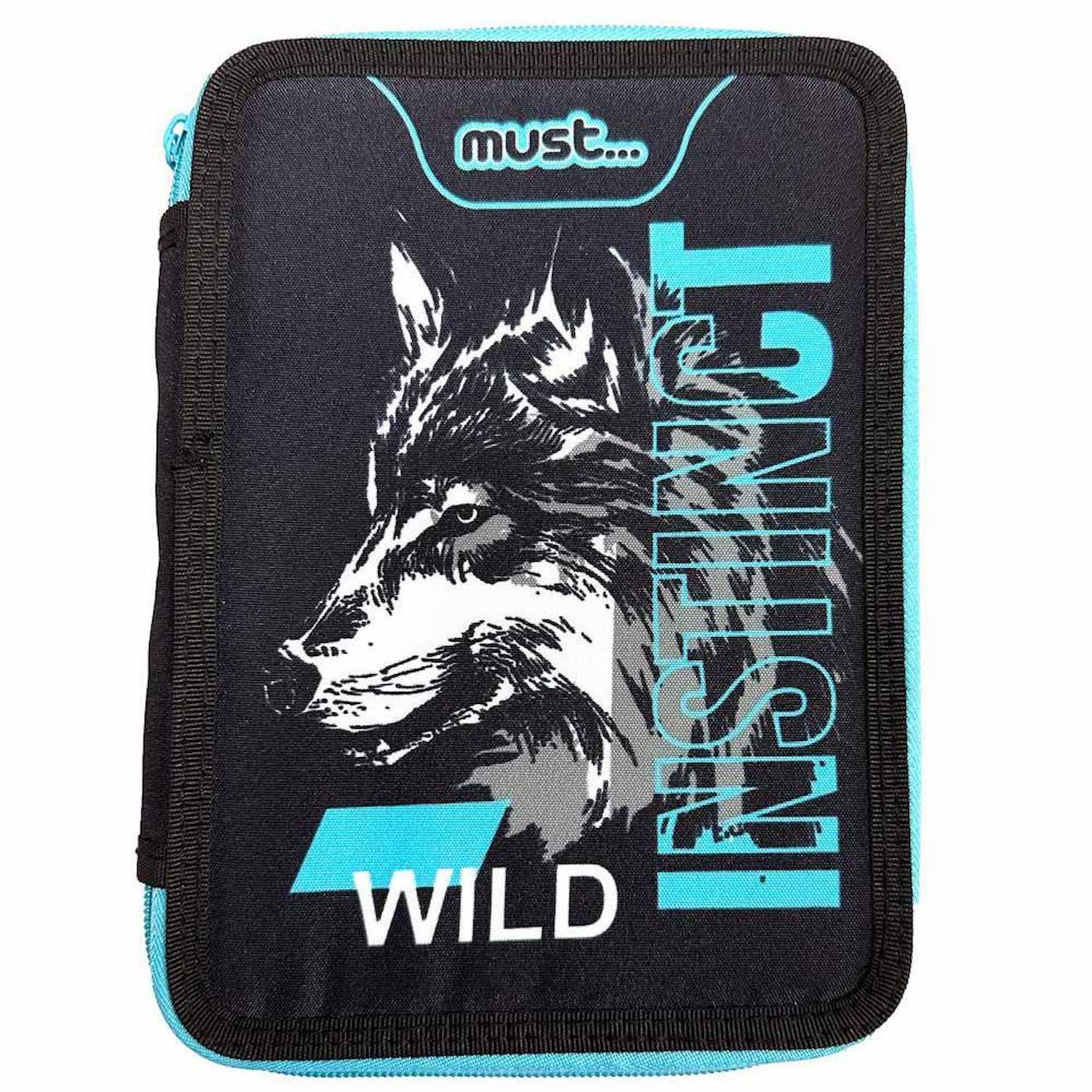 Trousse Garnie Double Compartiment Loup Animal Planet 21 Cm Noir Bleu Gris 20 €