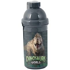 Puériculture-Repas-Vaisselle, coffret repas-Gourde et thermos-Gourde enfant en plastique t-rex dinosaures world 18 cm