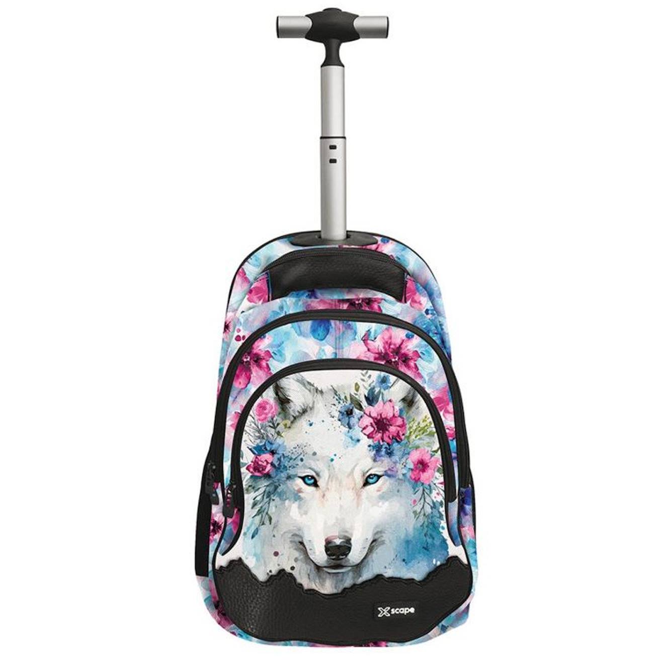 Sac À Dos À Roulettes Loup Floral 44 Cm - 2 Cpt Multicolore