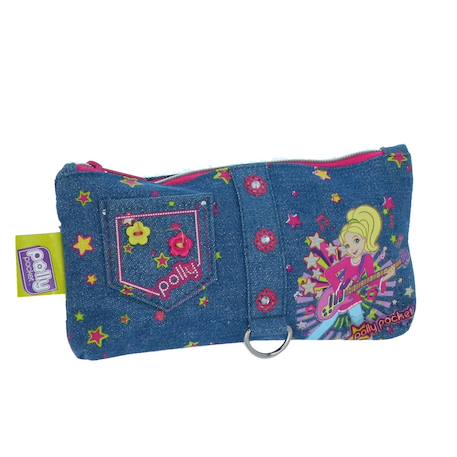 Garçon-Accessoires-Cartable, trousse-Trousse plate rectangulaire polly pocket effet denim 20 cm