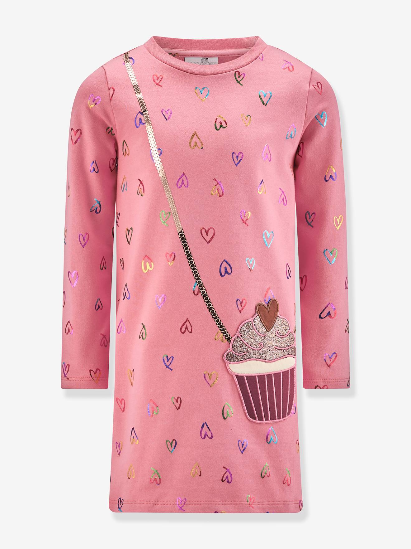 Robe avec cœurs et cupcake fille Happy Girls rose bonbon