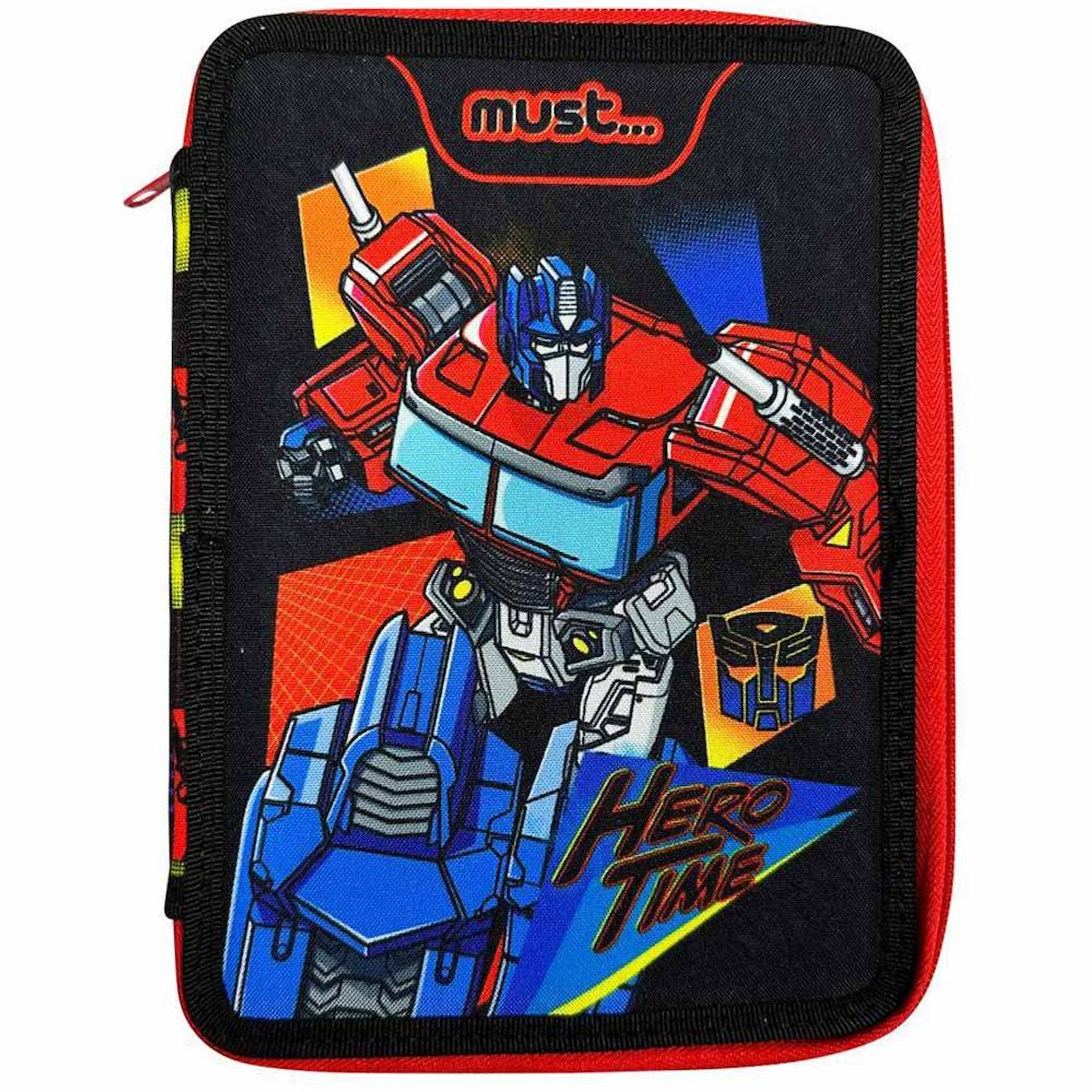 Trousse Remplie 2 Compartiments En Tissu Imprim Transformers Hero Time Noir Rouge Bleu 20 €