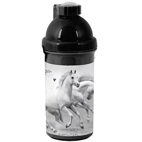 Fille-Bouteille de sport cmp et imprimé cheval en plastique 18 cm