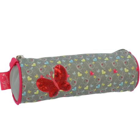 Trousse cylindrique tissu imprimé papillons sequins bella sara  - vertbaudet enfant