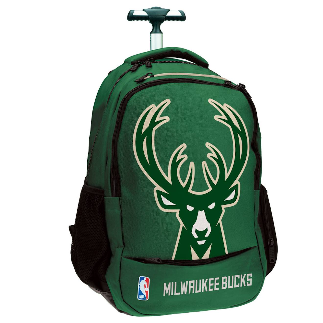 Sac À Dos Trolley Nba Équipe Milwaukee Bucks Basket Usa 48 Cm Vert Foncé