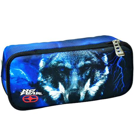 Garçon-Accessoires-Cartable, trousse-Trousse à crayons textile imprimée loup no fear 23 cm
