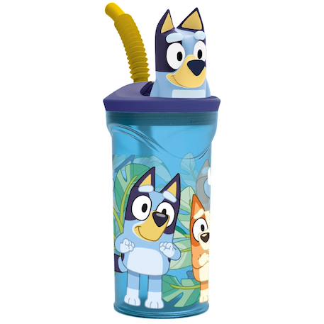 Gourde bluey 360 ml avec paille intégrée et bouchon 3d bluey  - vertbaudet enfant