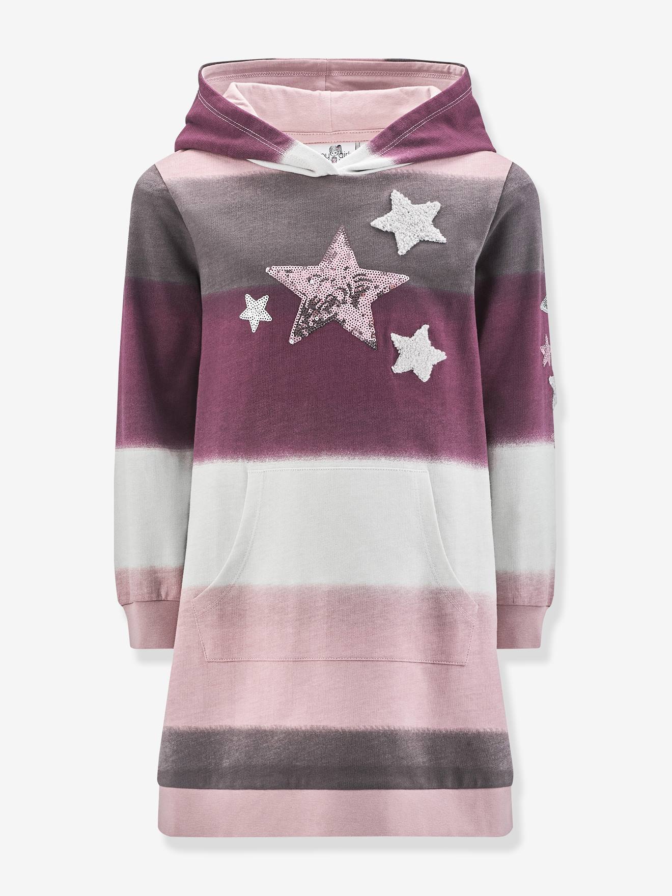 Robe à capuche avec étoiles fille Happy Girls rose nude
