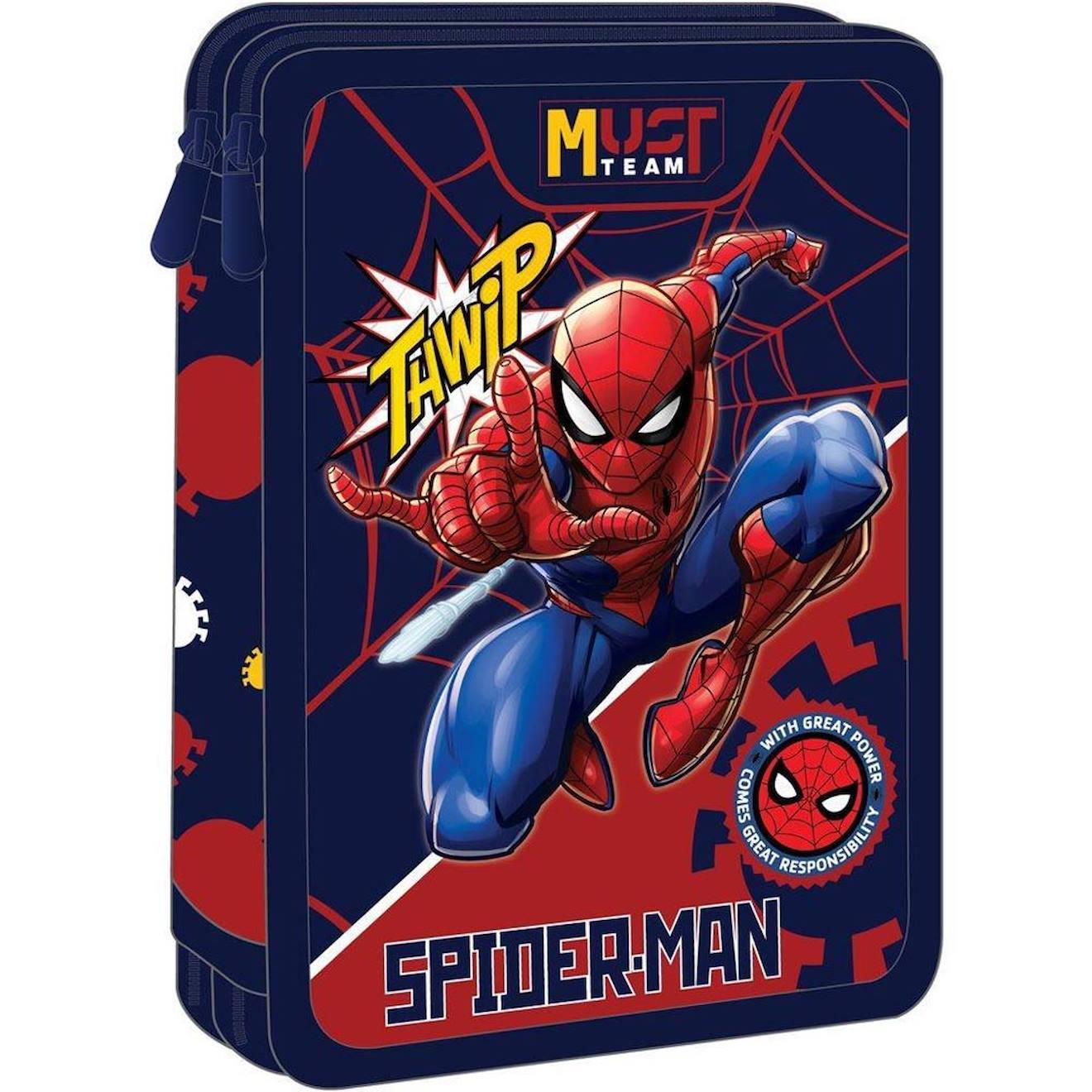 Trousse Scolaire Garnie Spiderman Avengers 2 Compartiments 21 Cm Bleu Rouge 17$