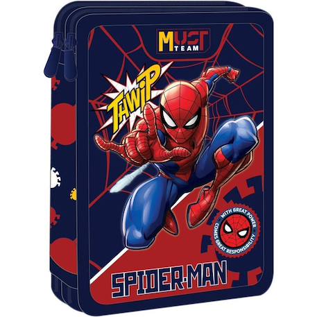 Garçon-Accessoires-Fourniture scolaire-Trousse-Trousse scolaire garnie spiderman avengers 2 compartiments 21 cm