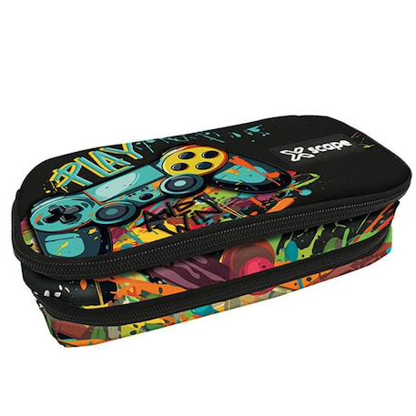 Garçon-Accessoires-Cartable, trousse-Trousse de jeu gaming 23 cm à 2 compartiments zippés