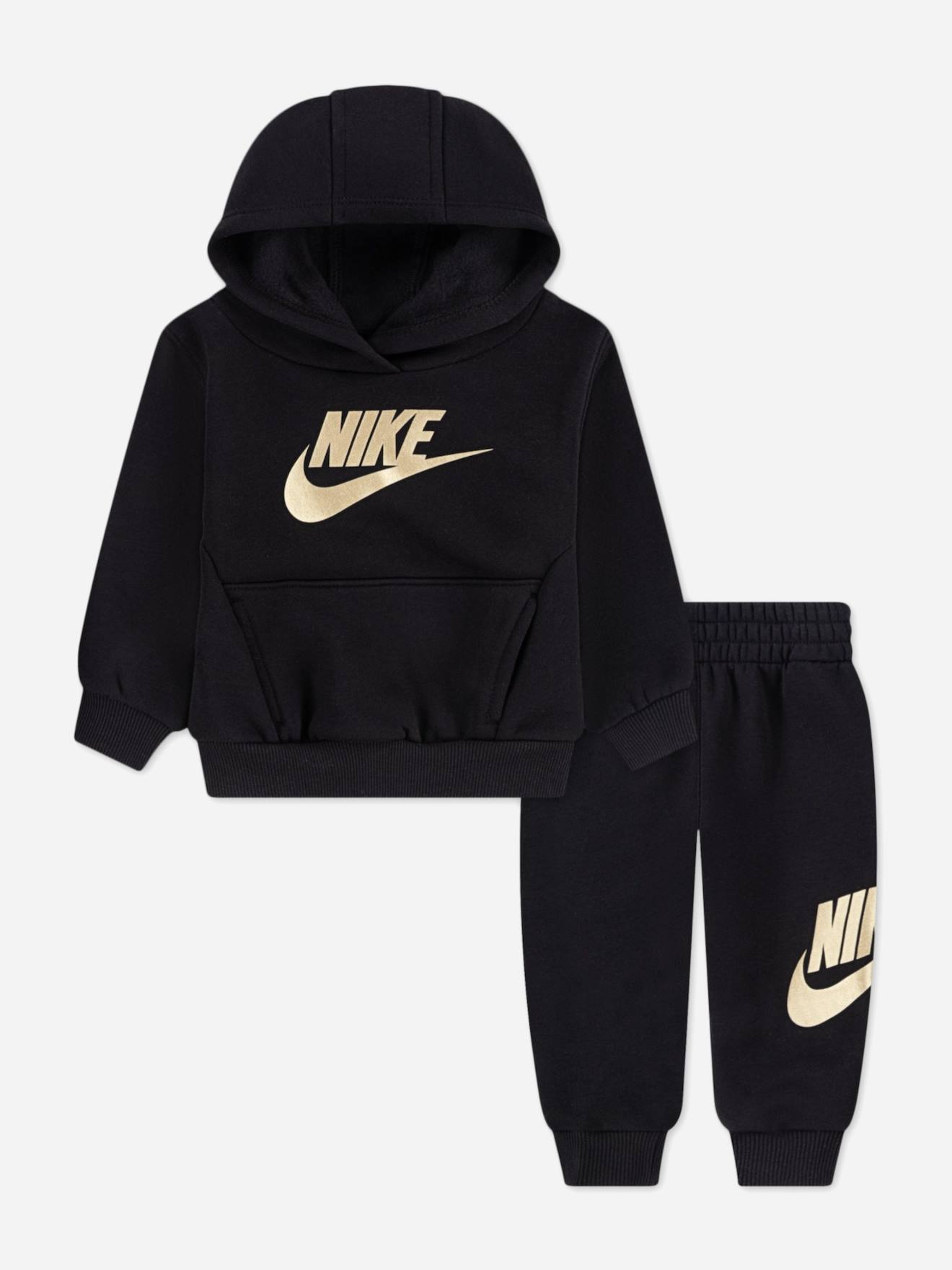 Ensemble Deux Pièces Pour Bébé Sweat À Capuche Et Pantalon Confortable Noir / Doré
