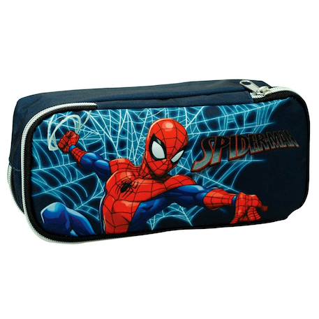 Garçon-Trousse scolaire 2 compartiments zippés spider-man 23 cm