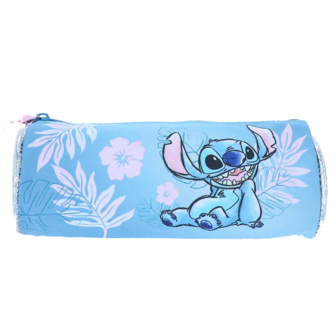Trousse Ronde Motif Stitch En Tissu Imprim Bleu 11$