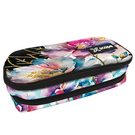 Trousse zippée 2 compartiments 23 cm motif watercolor floral  - vertbaudet enfant