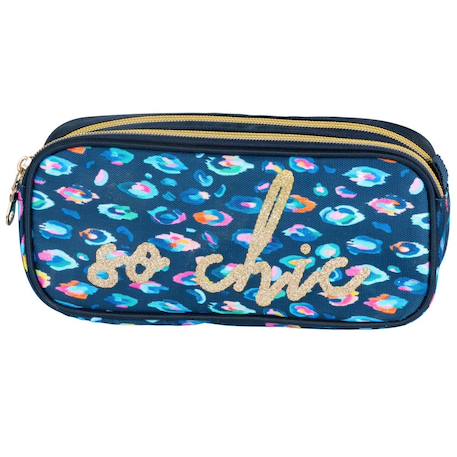 Garçon-Trousse rectangulaire 2 compartiments 22 cm motifs dorés
