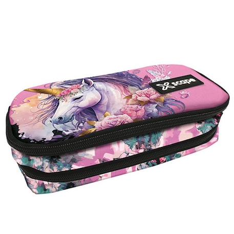 Garçon-Accessoires-Cartable, trousse-Trousse à crayons imprimé licorne scape - textile résistant - 23 cm