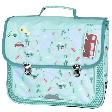 Garçon-Accessoires-Cartable, trousse-Cartable scolaire 38 cm à rabat 2 compartiments thème voitures