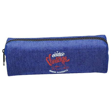 Garçon-Accessoires-Cartable, trousse-Trousse scolaire en denim vintage 20 cm