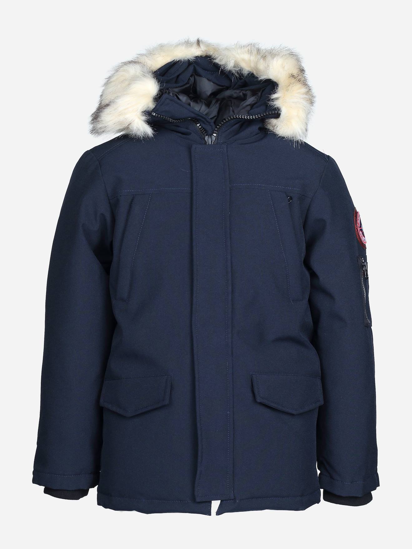 Parka Garçon À Capuche Bleu Foncé Parka Garçon À Capuche Bleu Foncé